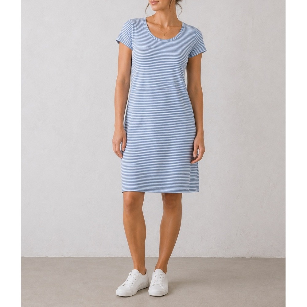 Faherty Mini Dress Womens T Shirt Dress XS Indigo Striped Cotton Blue White
